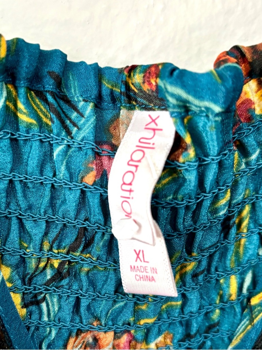 Xhilaration Teal Blue Floral Spaghetti Strap Sundress Size XL lace whimsical - Picture 4 of 5